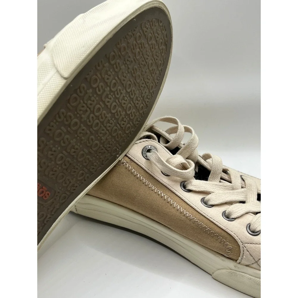 Taos Womens Plim Soul Tan Black 10 Canvas Colorblock Comfort Sneaker